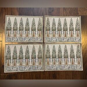 Set of 4 Rennie and Rose Woven Tapestry Placemats with Tree Landscape Design